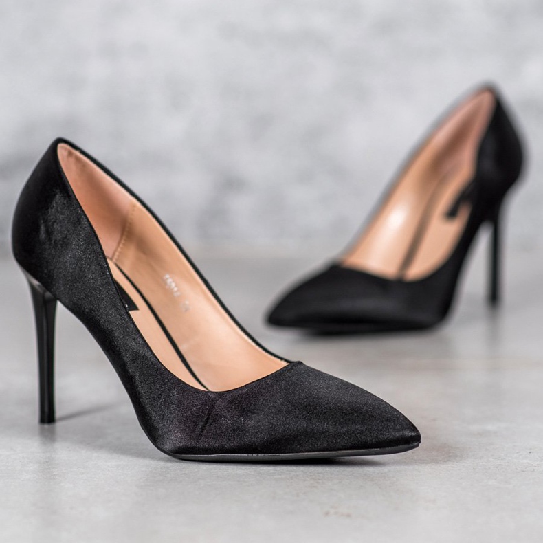 SHELOVET Alfileres de satén negro 1