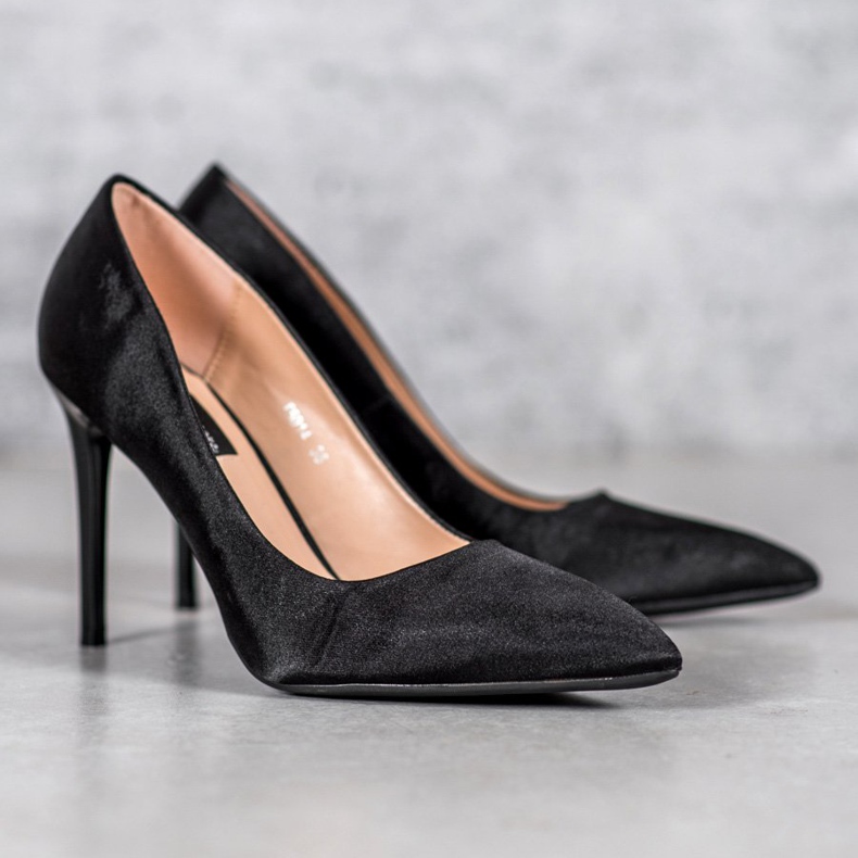 SHELOVET Alfileres de satén negro 2