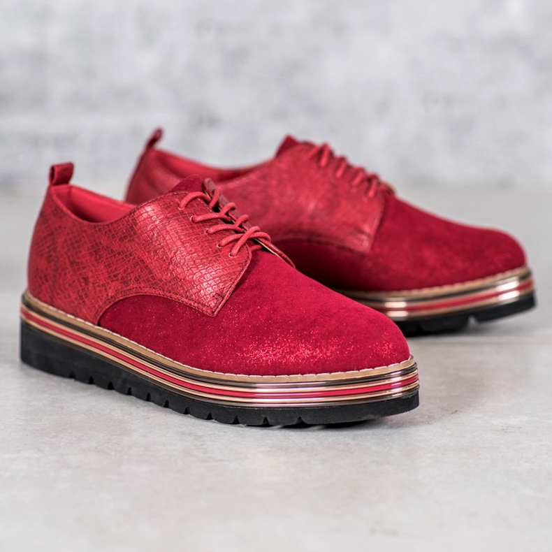 SHELOVET Zapatos en la plataforma con estampado de serpiente rojo 1