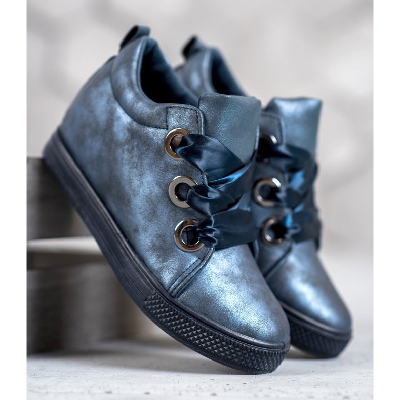 New Tlck Zapatos atados con una cinta azul 1