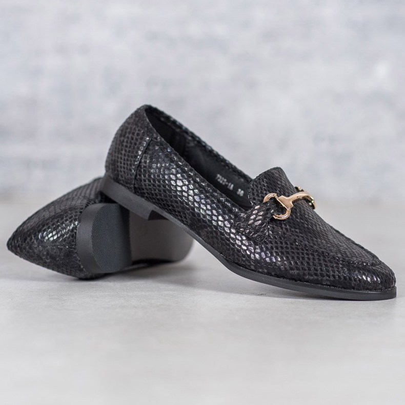 Mocasines VICES con estampado de serpiente negro 1 Mocasines VICES con estampado de serpiente negro 1