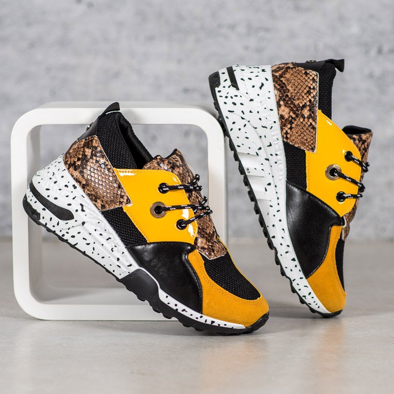 Zapatos deportivos VICES con estampado de serpiente multicolor amarillo 1 Zapatos deportivos VICES con estampado de serpiente multicolor amarillo 1