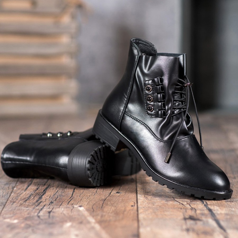 Groto Gogo Botas con acanalado negro 1