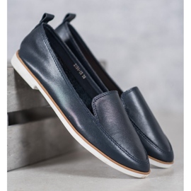 Mazaro Mocasines de piel azul marino 1