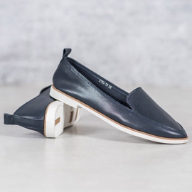 Mazaro Mocasines de piel azul marino 2