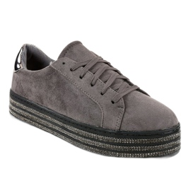 Zapatillas de mujer con adornos grises G280 1 Zapatillas de mujer con adornos grises G280 1