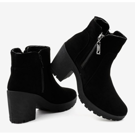 Botines de ante negro con cremallera HX-035 4