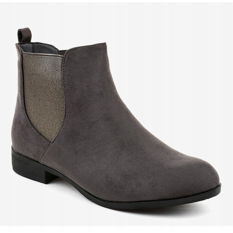 Botas planas de ante gris con elástico 100-917BO 1