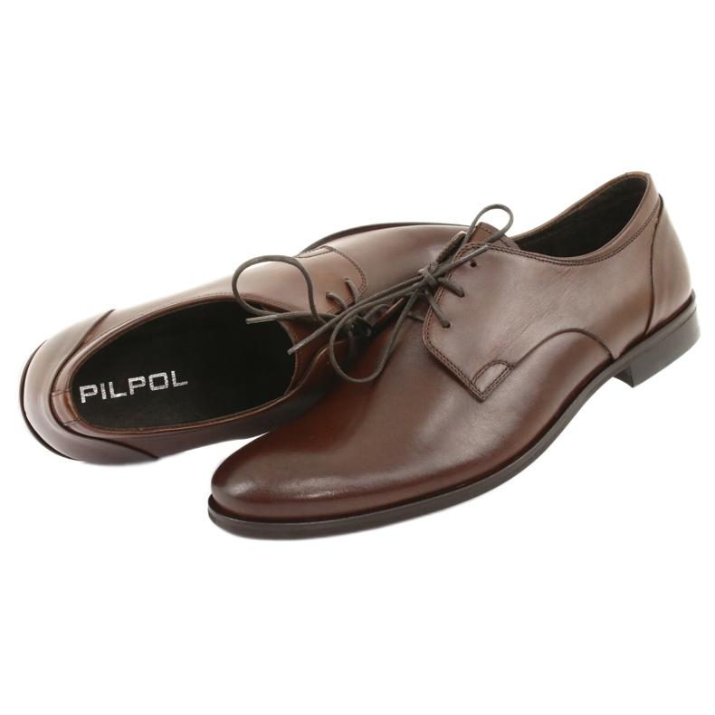 Pilpol Masculino de cuero Formal 1609 marrón 4