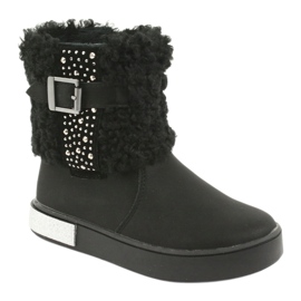 American Club Botas para niñas con pelaje GC35 con lentejuelas negras negro 1
