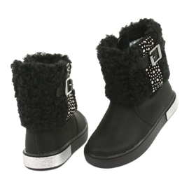 American Club Botas para niñas con pelaje GC35 con lentejuelas negras negro 4