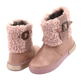 American Club Botas con pelo con cremallera rosado 4