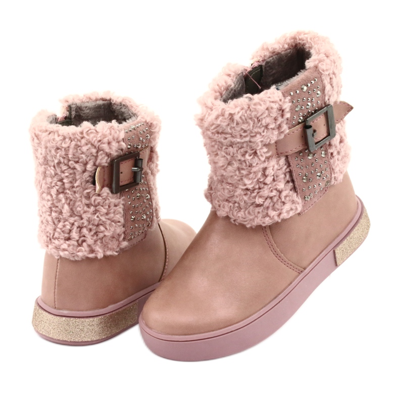 American Club Botas con pelo con cremallera rosa 4