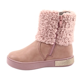 American Club Botas con pelo con cremallera rosado 2