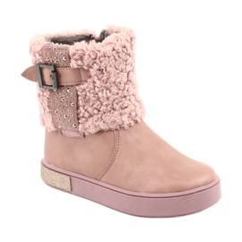 American Club Botas con pelo con cremallera rosado 1