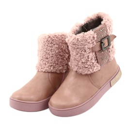 American Club Botas con pelo con cremallera rosado 3