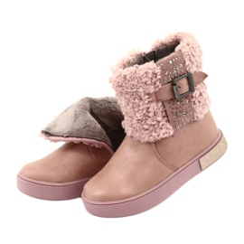 American Club Botas con pelo con cremallera rosado 5