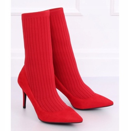 Botas con parte superior de calcetín rojo T5033 Rojo 1