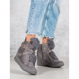 Kylie Zapatillas con piel gris 5