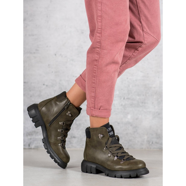 Kylie Botas con cordones verde 1