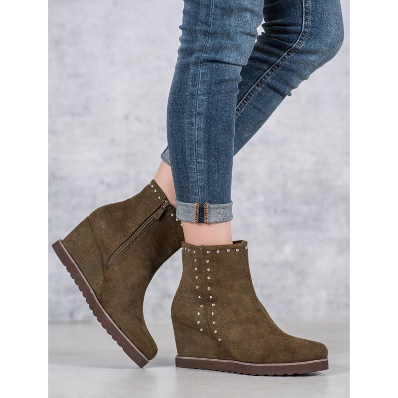 Kylie Botines verdes en una cuña 2