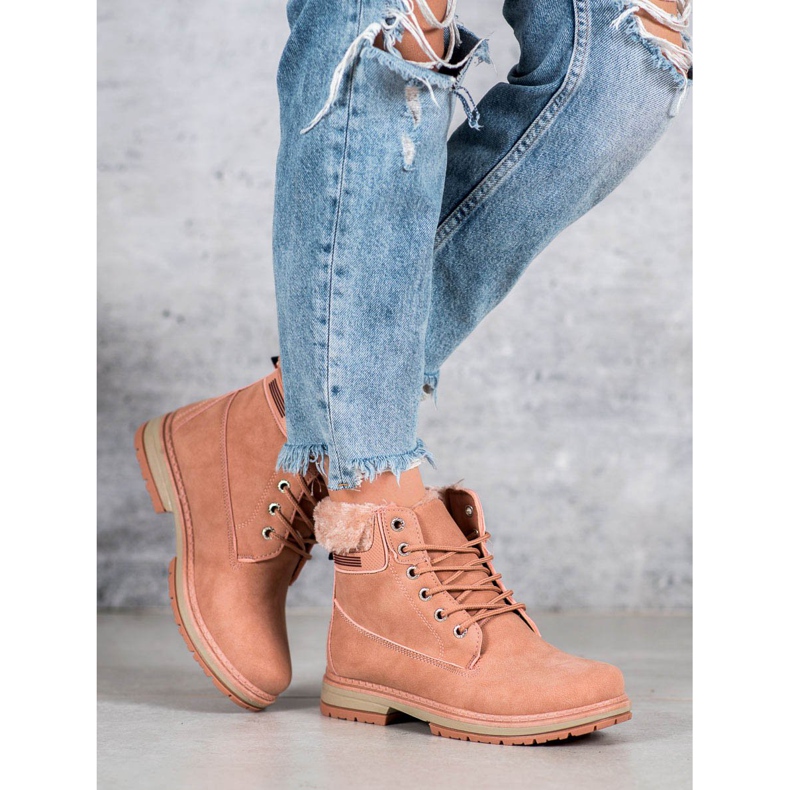 SHELOVET Botas de montaña con piel rosado 2