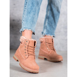 SHELOVET Botas de montaña con piel rosado 3