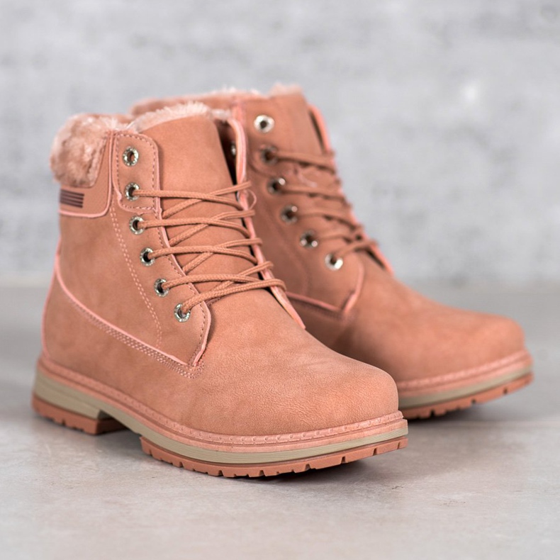 SHELOVET Botas de montaña con piel rosado 1