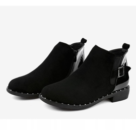 Botines planos negros de mujer con hebilla HD-68 3