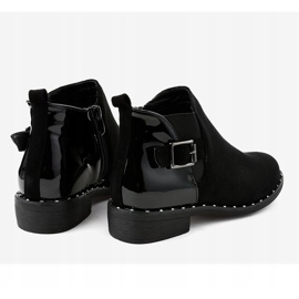 Botines planos negros de mujer con hebilla HD-68 4
