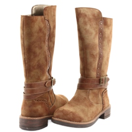 Botas largas American Club GC31 con pedrería marrón 4