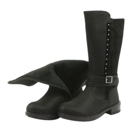Botas largas American Club GC31 con pedrería negro gris 5