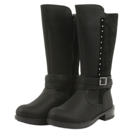 Botas largas American Club GC31 con pedrería negro gris 3