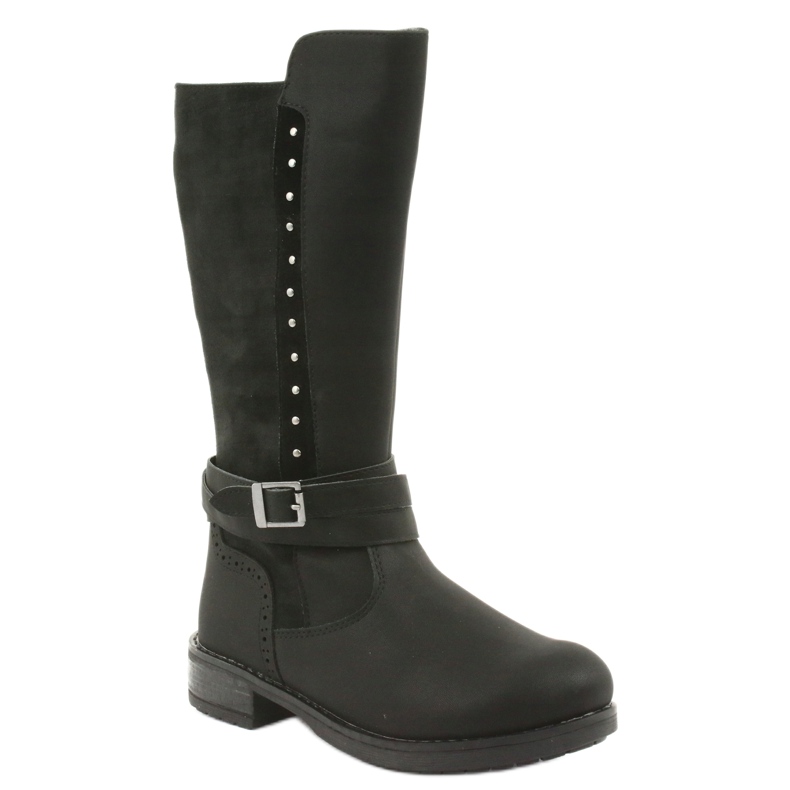 Botas largas American Club GC31 con pedrería negro gris 1