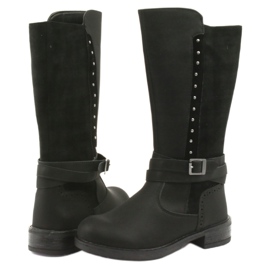 Botas largas American Club GC31 con pedrería negro gris 4
