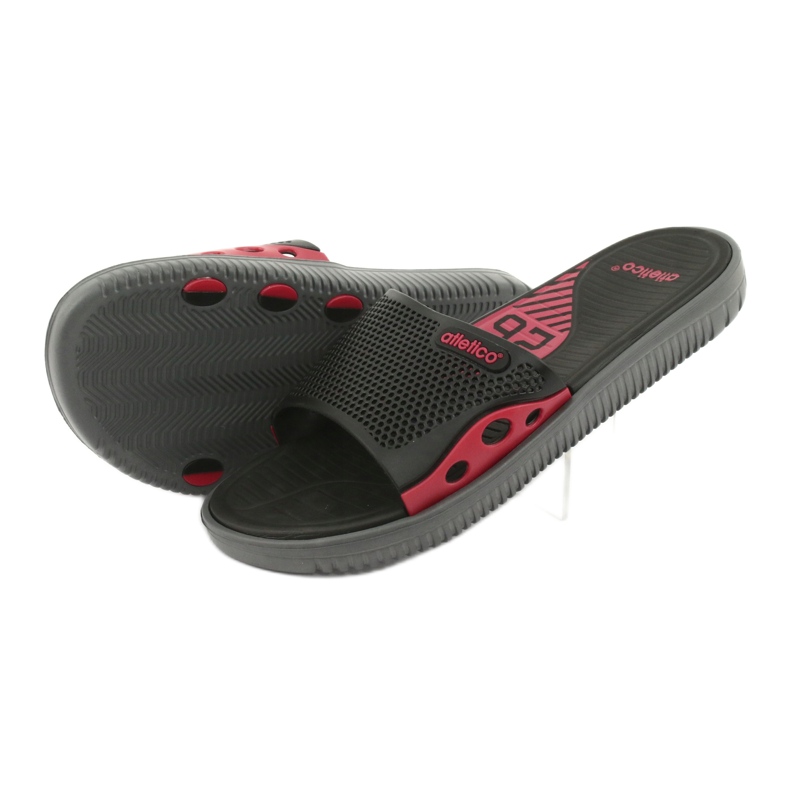 Atletico 6168 Pantuflas Atlético de Piscina negro rojo 4