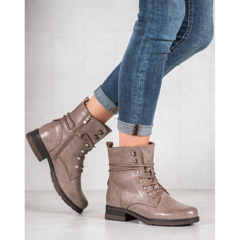 SHELOVET Botas de cuero ecológico marrón 1