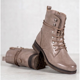 SHELOVET Botas de cuero ecológico marrón 3