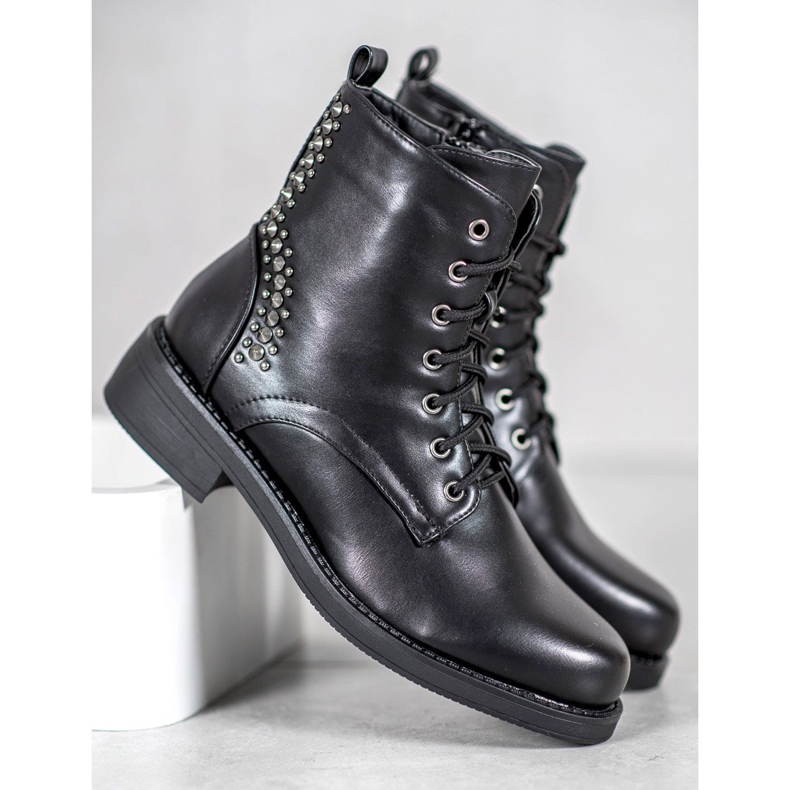 SHELOVET Botas con diamantes de imitación negro 2