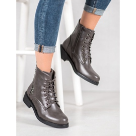 SHELOVET Botas con diamantes de imitación gris 5