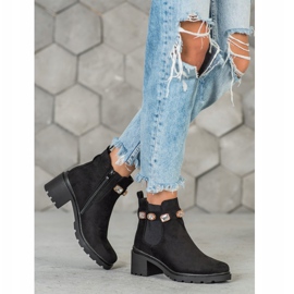 Seastar Botines de ante con cristales negro 2