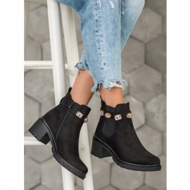 Seastar Botines de ante con cristales negro 3
