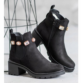 Seastar Botines de ante con cristales negro 6