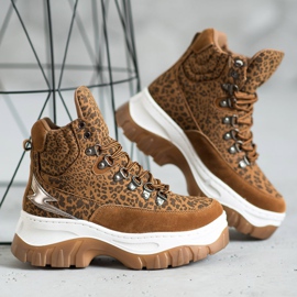 Seastar Botas con cordones de moda marrón 4