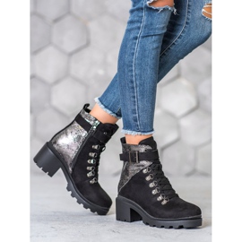 Seastar Bota con cordones y estampado de serpiente negro 4