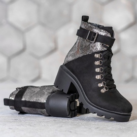Seastar Bota con cordones y estampado de serpiente negro 2