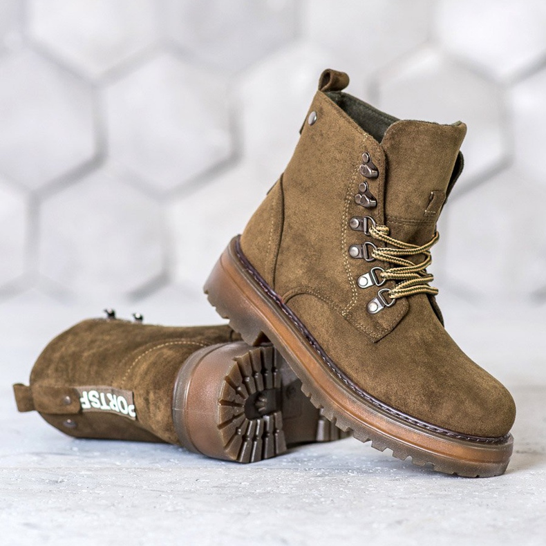 SHELOVET Trappers con cordones marrón multicolor verde 1