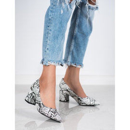 Seastar Zapatos de tacón con estampado de serpiente blanco gris multicolor 5