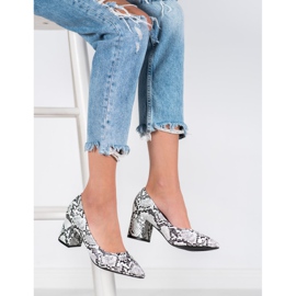Seastar Zapatos de tacón con estampado de serpiente blanco gris multicolor 1