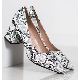 Seastar Zapatos de tacón con estampado de serpiente blanco gris multicolor 2